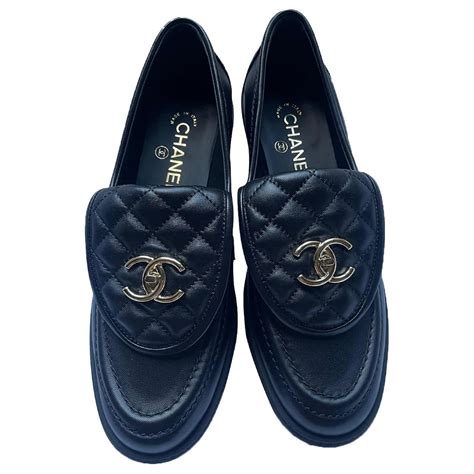 chanel moccasins black